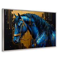 Cuadros Decorativos Canvas Revolution | Elegancia Azul Oro | Rectangular | Portada | Marco Plateado