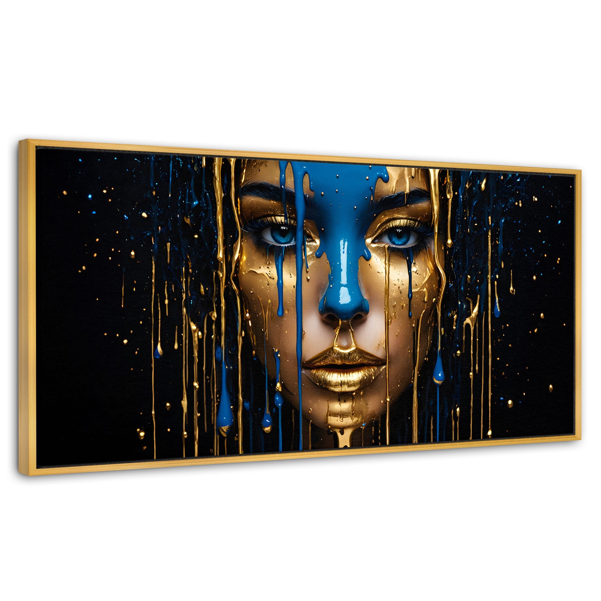 Cuadros Decorativos Canvas Revolution | Elegancia Liquida | Panoramico | Portada | Marco Dorado