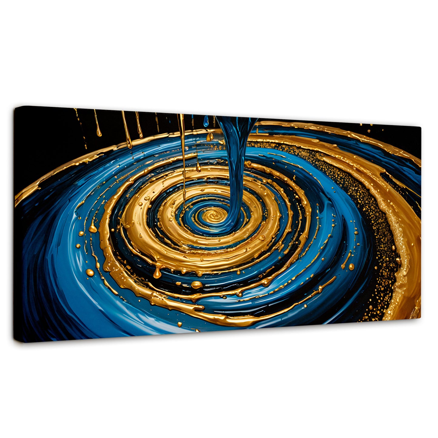 Cuadros Decorativos Canvas Revolution | Elegancia Oro Azul | Panoramico | Portada | Marco SinMarco