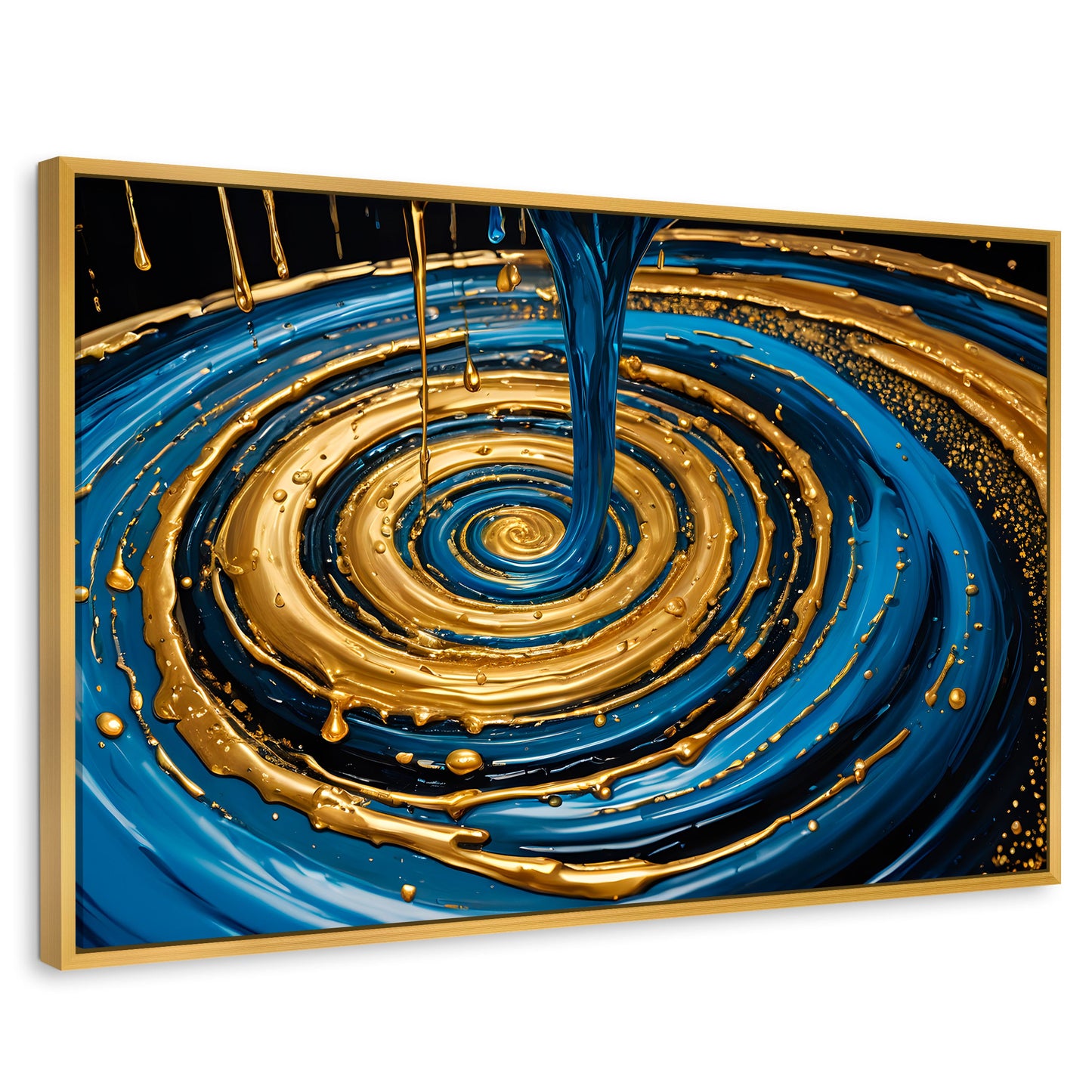 Cuadros Decorativos Canvas Revolution | Elegancia Oro Azul | Rectangular | Portada | Marco Dorado