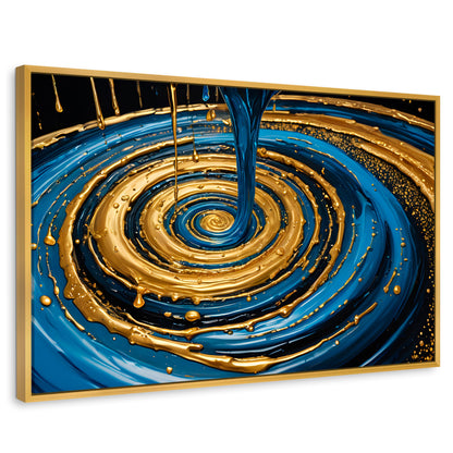 Cuadros Decorativos Canvas Revolution | Elegancia Oro Azul | Rectangular | Portada | Marco Dorado