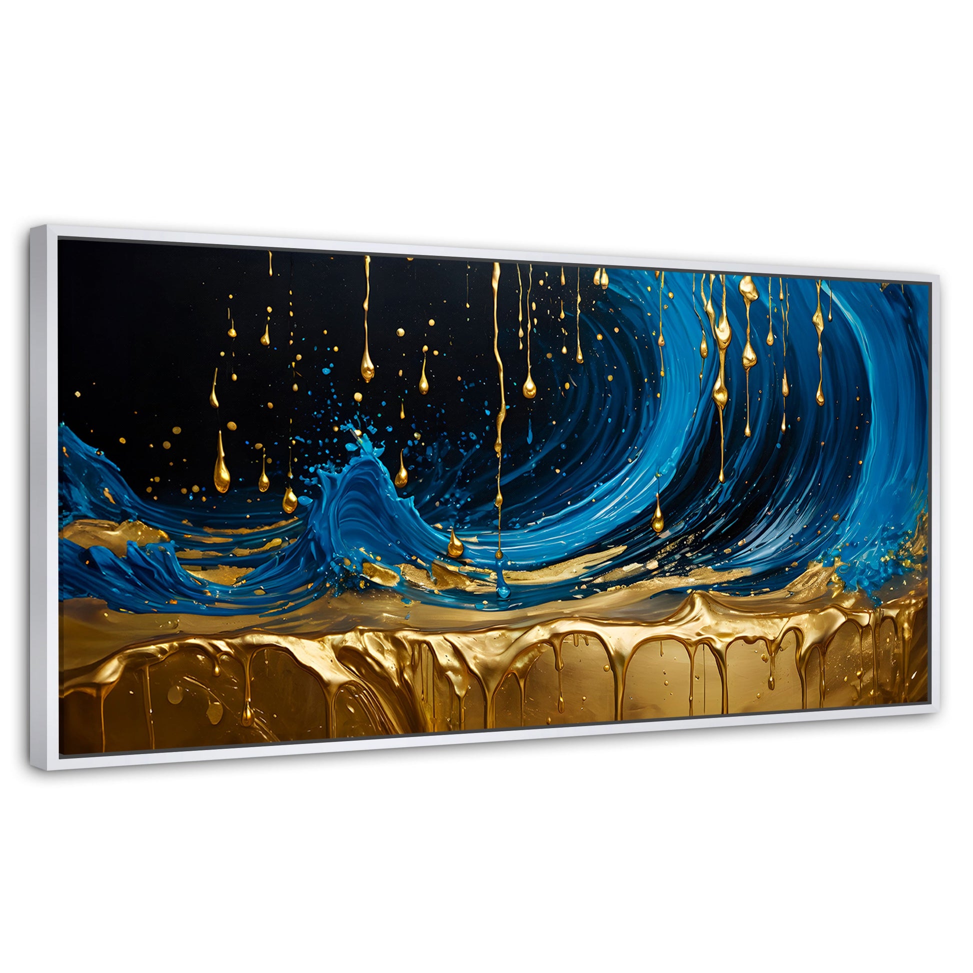 Cuadros Decorativos Canvas Revolution | Elegancia Zafiro | Panoramico | Portada | Marco Dorado