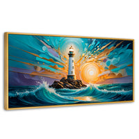 Cuadros Decorativos Canvas Revolution | Faro Bajo El Cielo | Panoramico | Portada | Marco Madera