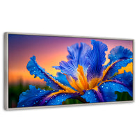 Cuadros Decorativos Canvas Revolution | Flor Iris Divino | Panoramico | Portada | Marco Plateado