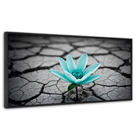 Cuadros Decorativos Canvas Revolution | Flor Sobre Piedra | Panoramico | Portada | Marco Plateado