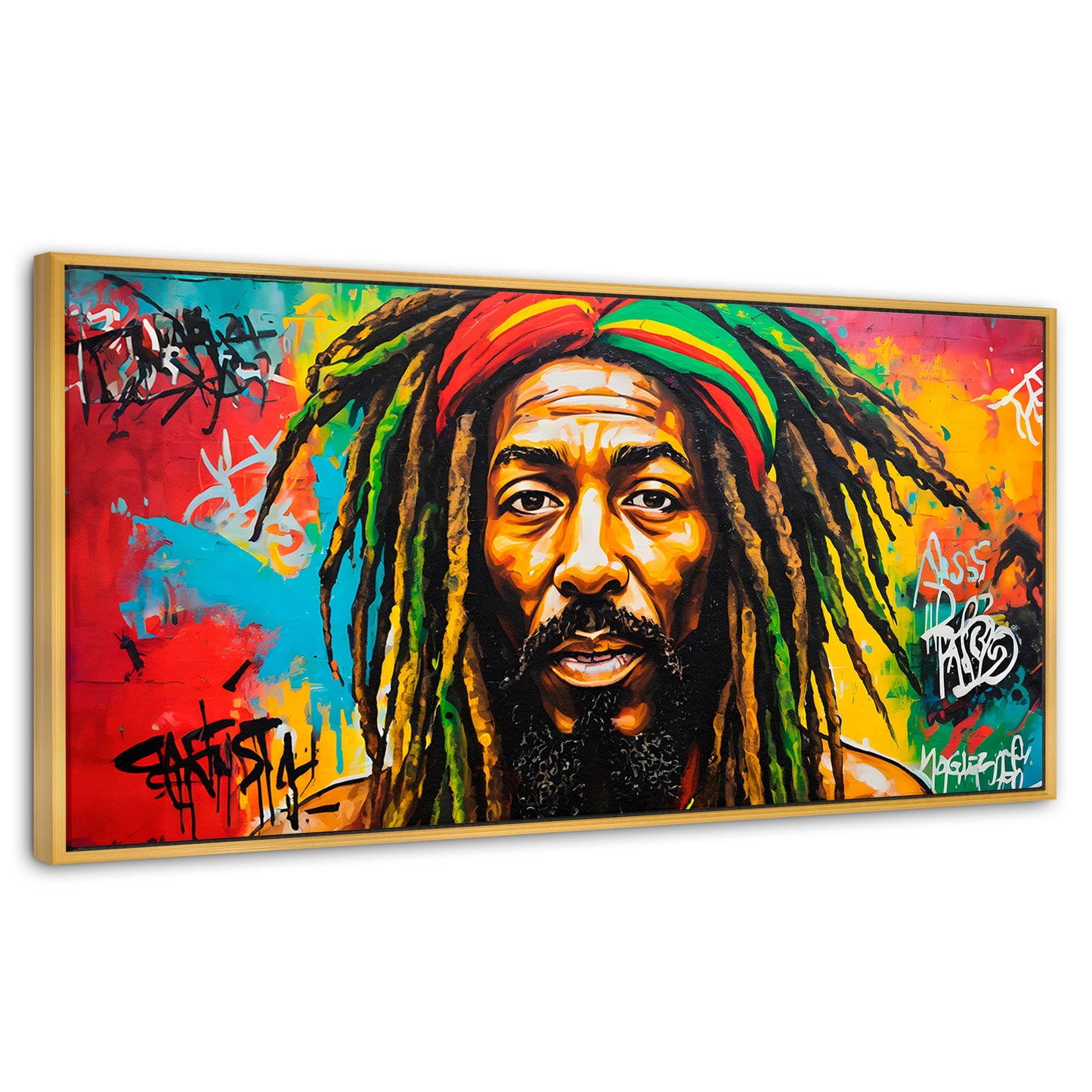 Cuadros Decorativos Canvas Revolution | Fusion Urbana Rasta | Panoramico | Portada | Marco Dorado