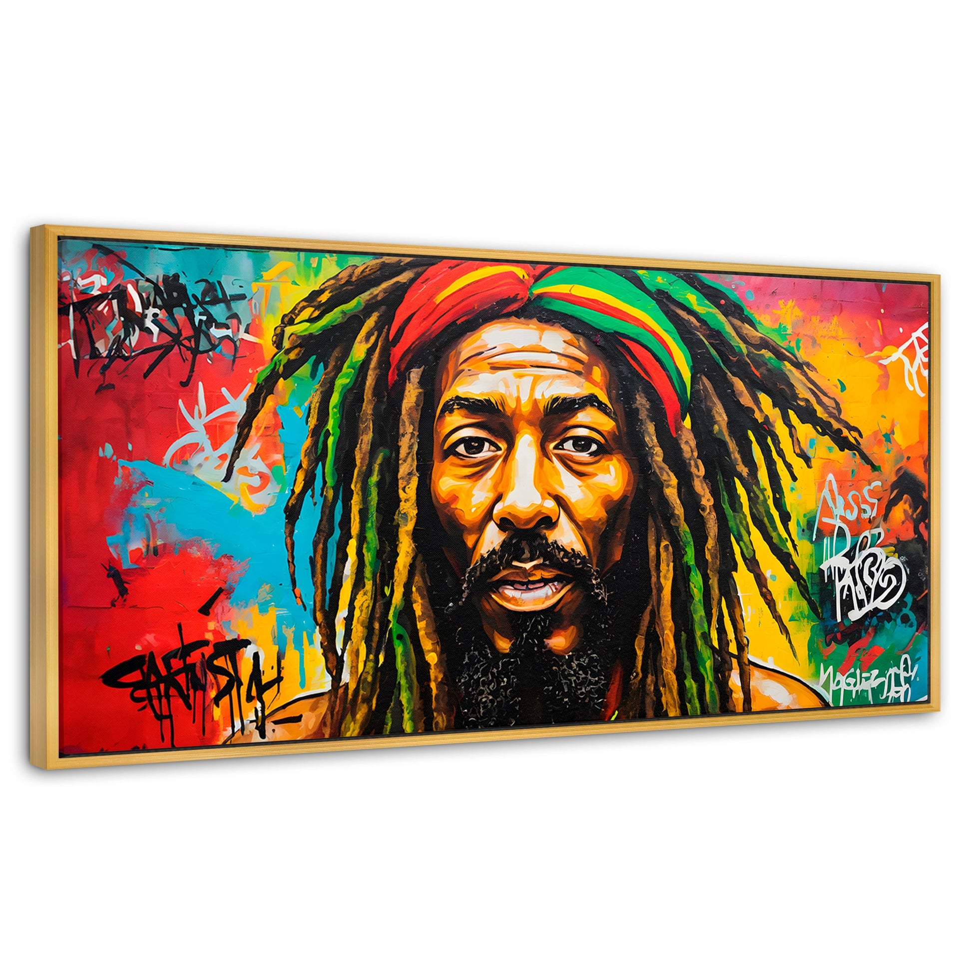 Cuadros Decorativos Canvas Revolution | Fusion Urbana Rasta | Panoramico | Portada | Marco Dorado