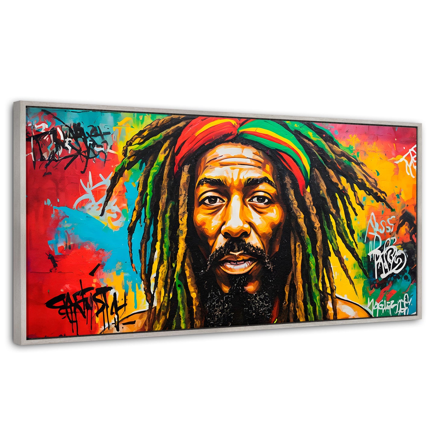 Cuadros Decorativos Canvas Revolution | Fusion Urbana Rasta | Panoramico | Portada | Marco Plateado