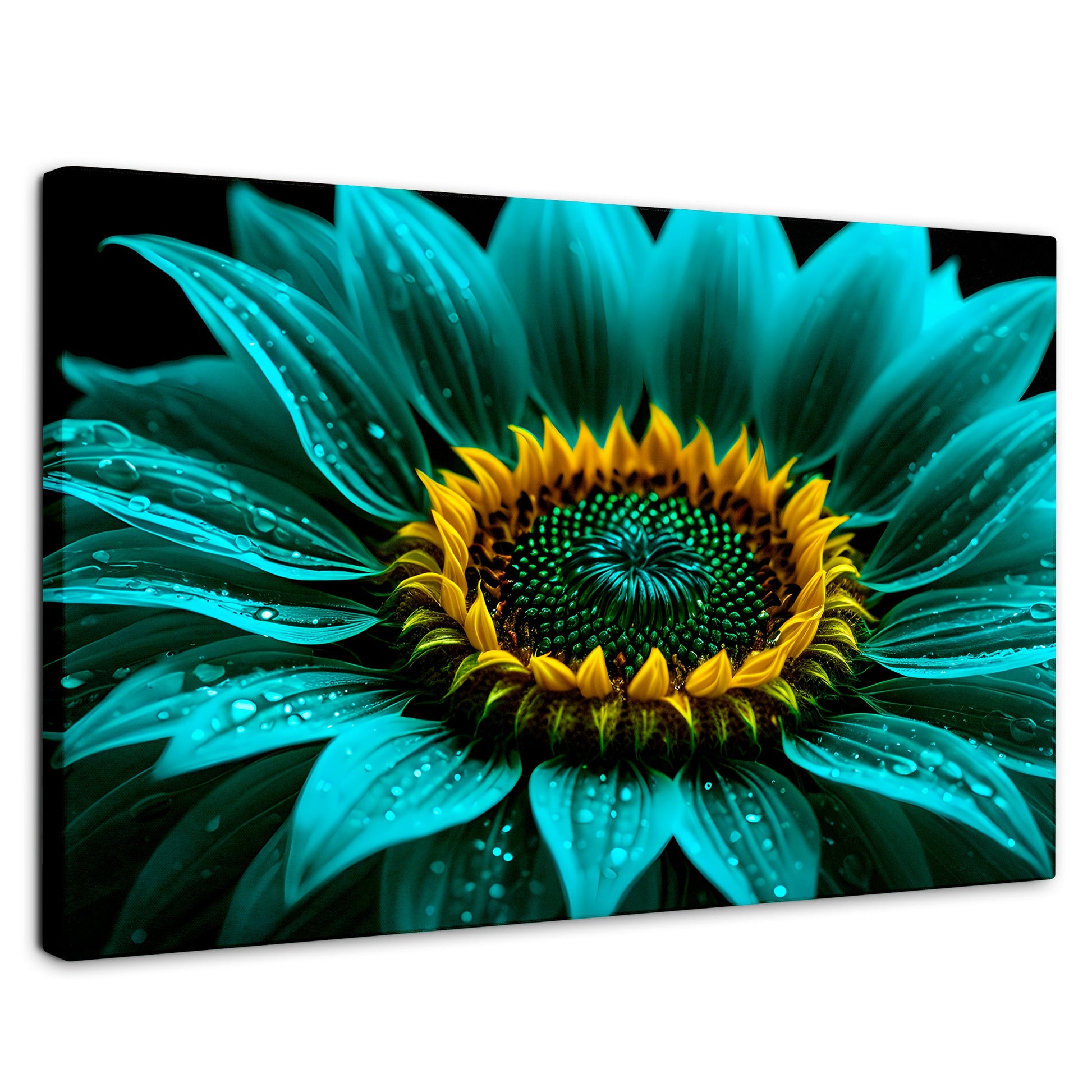 Cuadros Decorativos Canvas Revolution | Girasol Acuamarina | Rectangular | Portada | Marco SinMarco