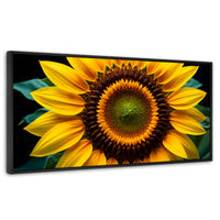 Cuadros Decorativos Canvas Revolution | Girasol Cercano | Panoramico | Portada | Marco Negro
