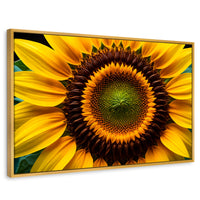 Cuadros Decorativos Canvas Revolution | Girasol Cercano | Rectangular | Portada | Marco Dorado