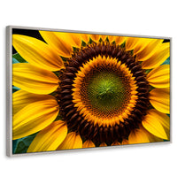 Cuadros Decorativos Canvas Revolution | Girasol Cercano | Rectangular | Portada | Marco Plateado
