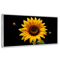 Cuadros Decorativos Canvas Revolution | Girasol En Vuelo | Panoramico | Portada | Marco Blanco