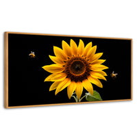 Cuadros Decorativos Canvas Revolution | Girasol En Vuelo | Panoramico | Portada | Marco Madera