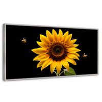 Cuadros Decorativos Canvas Revolution | Girasol En Vuelo | Panoramico | Portada | Marco Plateado