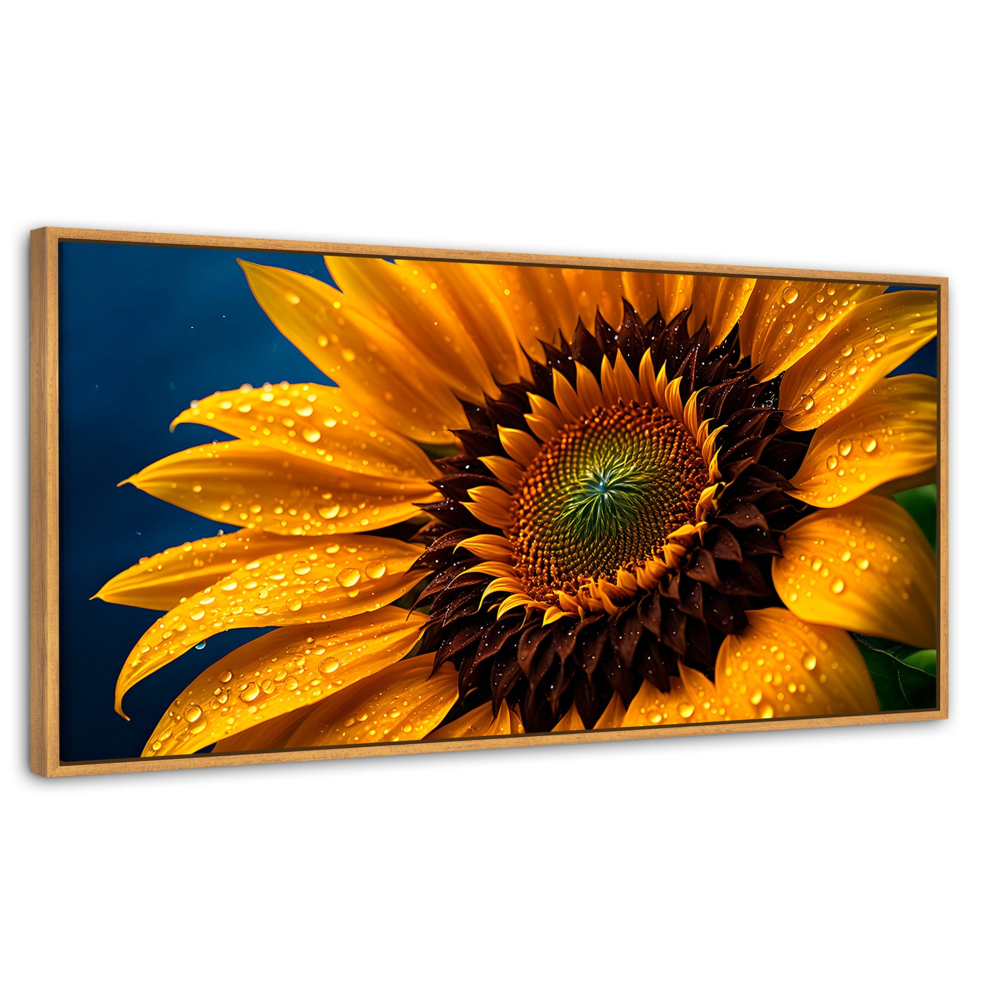 Cuadros Decorativos Canvas Revolution | Girasol Luz Dorada | Panoramico | Portada | Marco Madera