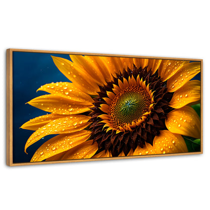 Cuadros Decorativos Canvas Revolution | Girasol Luz Dorada | Panoramico | Portada | Marco Madera
