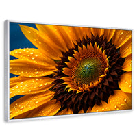 Cuadros Decorativos Canvas Revolution | Girasol Luz Dorada | Rectangular | Portada | Marco Blanco