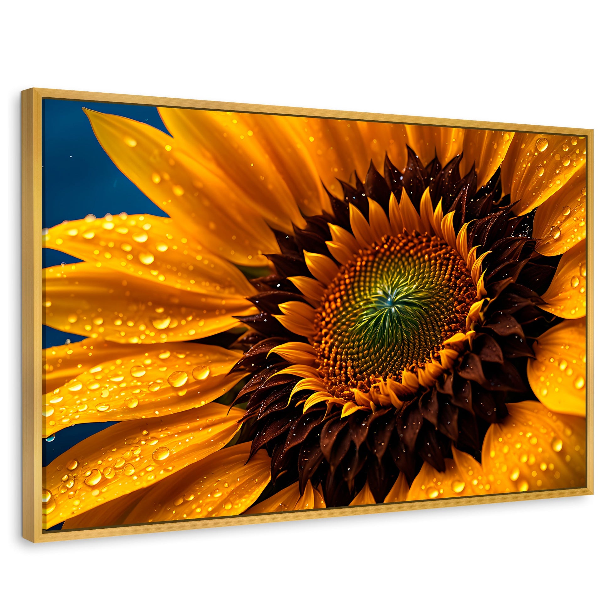 Cuadros Decorativos Canvas Revolution | Girasol Luz Dorada | Rectangular | Portada | Marco Dorado