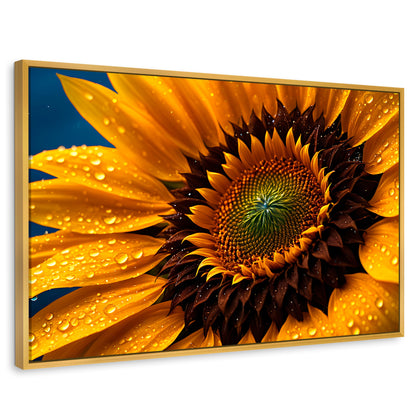 Cuadros Decorativos Canvas Revolution | Girasol Luz Dorada | Rectangular | Portada | Marco Dorado