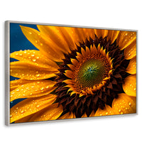 Cuadros Decorativos Canvas Revolution | Girasol Luz Dorada | Rectangular | Portada | Marco Plateado