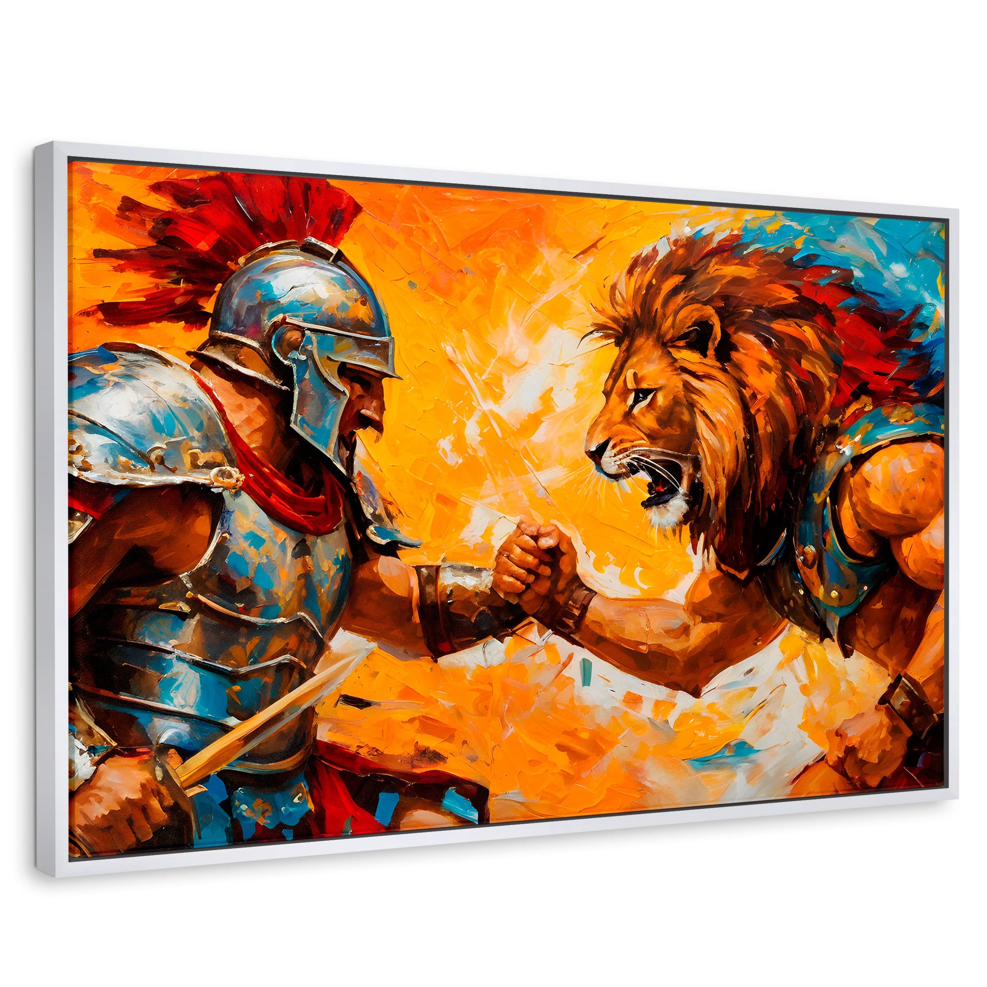 Cuadros Decorativos Canvas Revolution | Gladiador Vs Leon | Rectangular | Portada