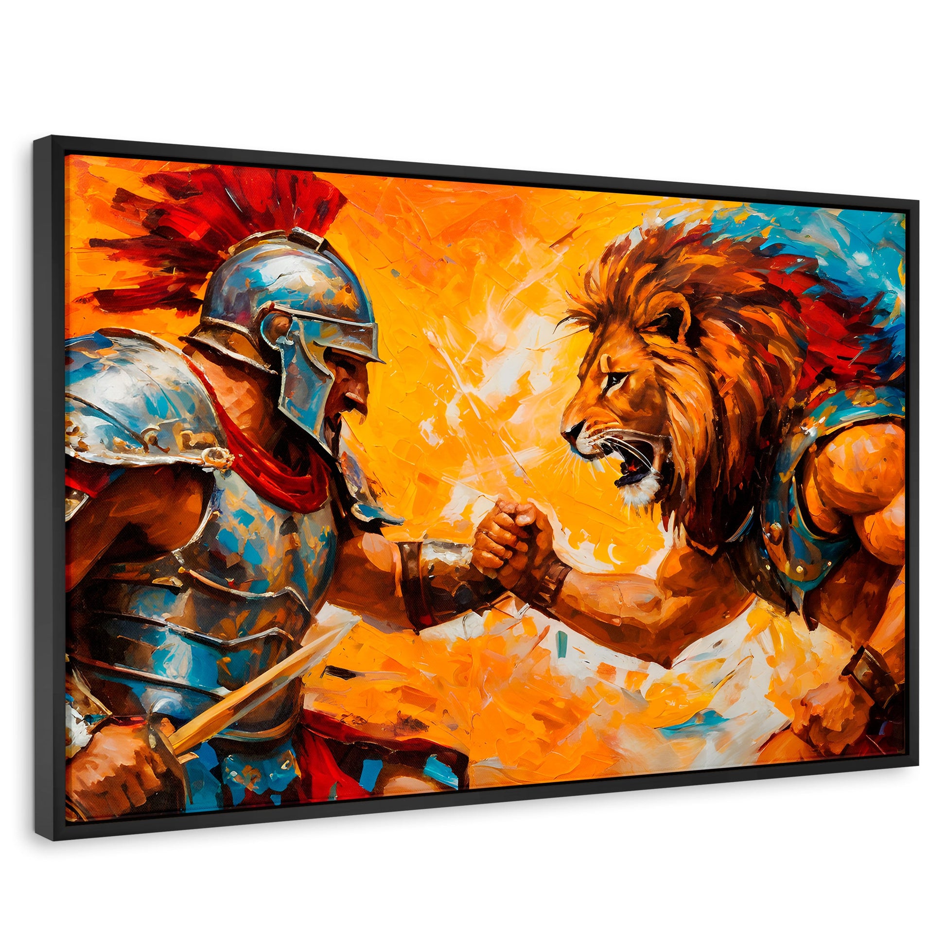 Cuadros Decorativos Canvas Revolution | Gladiador Vs Leon | Rectangular | Portada