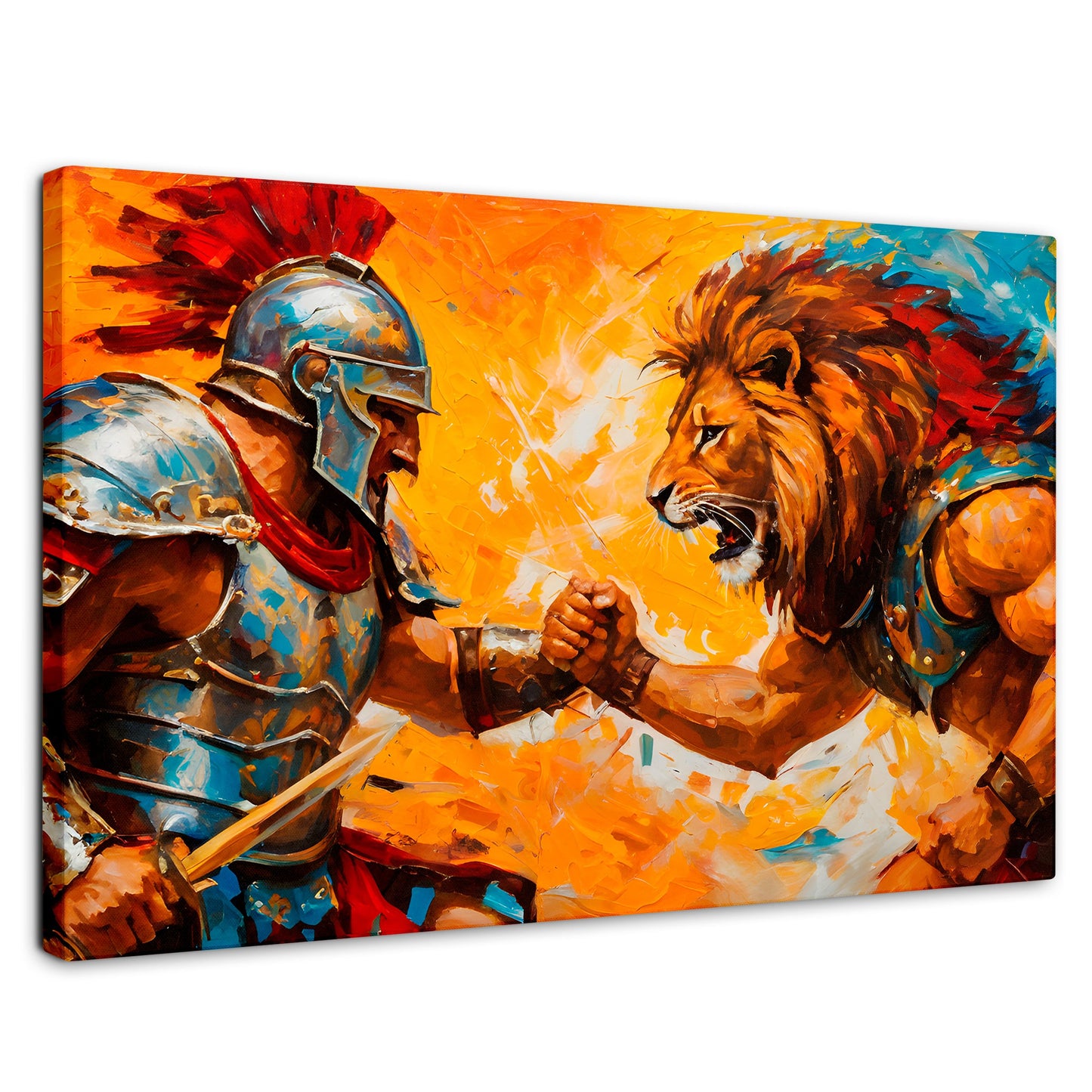 Cuadros Decorativos Canvas Revolution | Gladiador Vs Leon | Rectangular | Portada