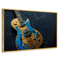 Cuadros Decorativos Canvas Revolution | Guitarra Celestial | Rectangular | Portada | Marco Dorado