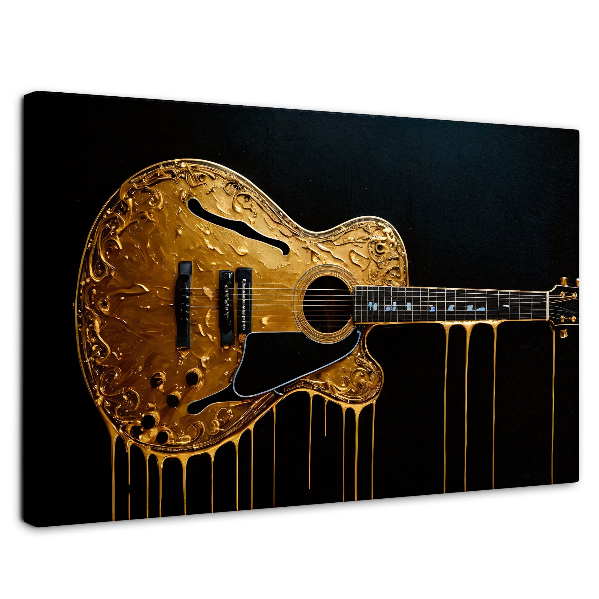 Cuadros Decorativos Canvas Revolution | Guitarra Dorada | Rectangular | Portada | Marco SinMarco