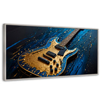 Cuadros Decorativos Canvas Revolution | Guitarra Luminosa | Panoramico | Portada | Marco Blanco