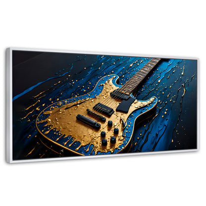 Cuadros Decorativos Canvas Revolution | Guitarra Luminosa | Panoramico | Portada | Marco Dorado