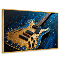 Cuadros Decorativos Canvas Revolution | Guitarra Luminosa | Rectangular | Portada | Marco Dorado