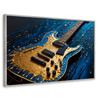 Cuadros Decorativos Canvas Revolution | Guitarra Luminosa | Rectangular | Portada | Marco Plateado