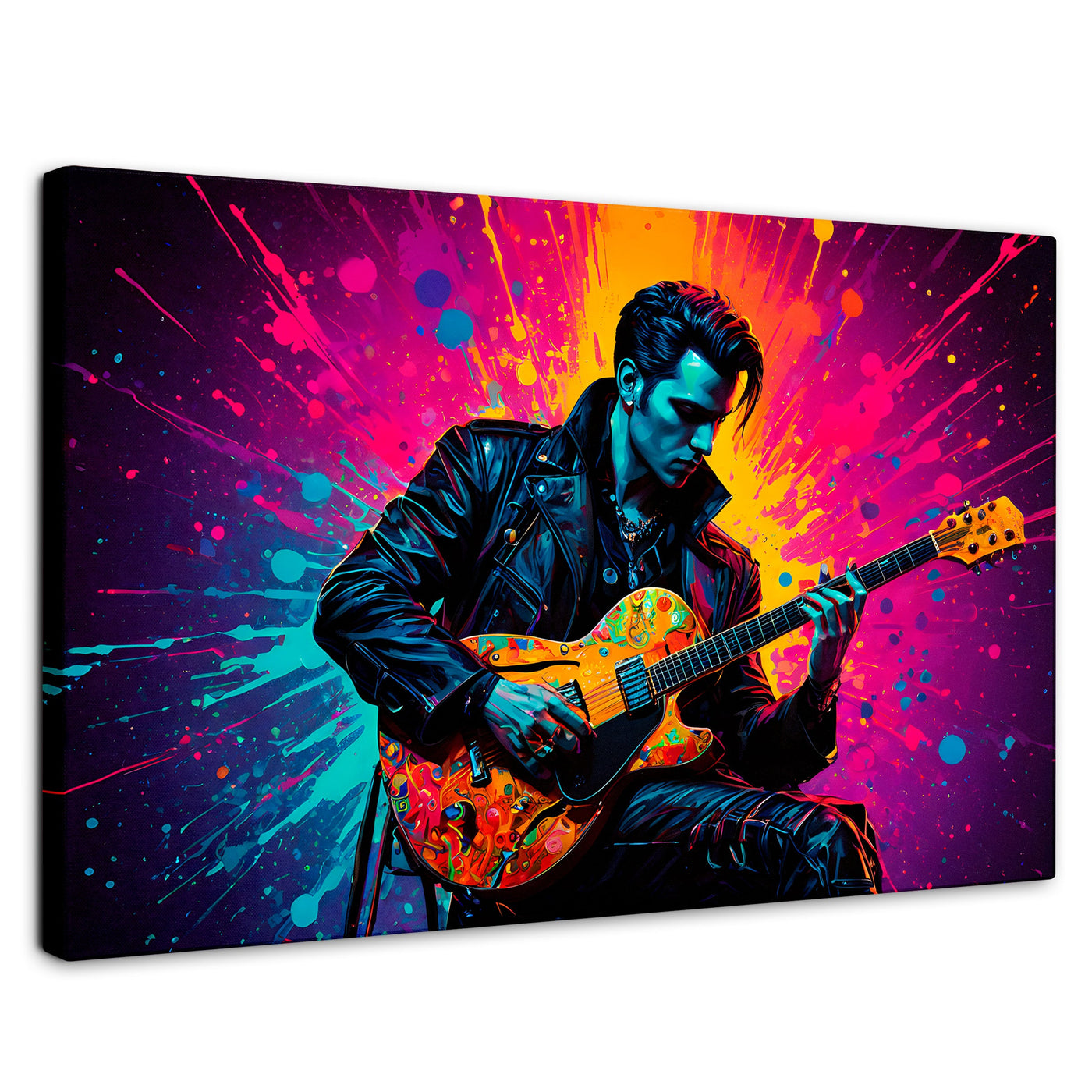 Cuadros Decorativos Canvas Revolution | Guitarrista Colores | Rectangular | Portada