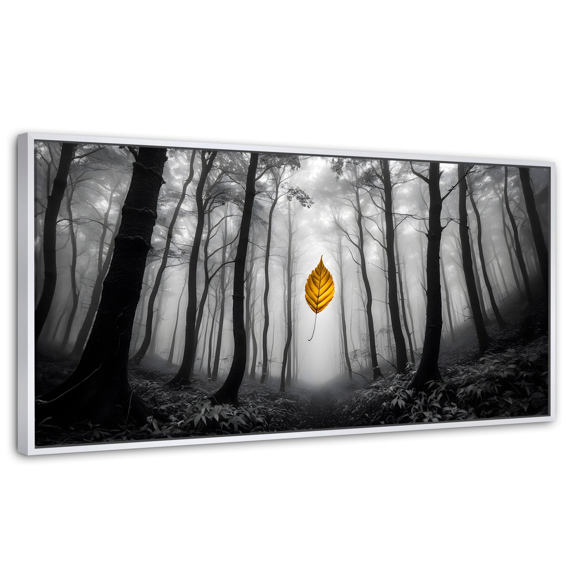 Cuadros Decorativos Canvas Revolution | Hoja En Silencio | Panoramico | Portada | Marco Dorado