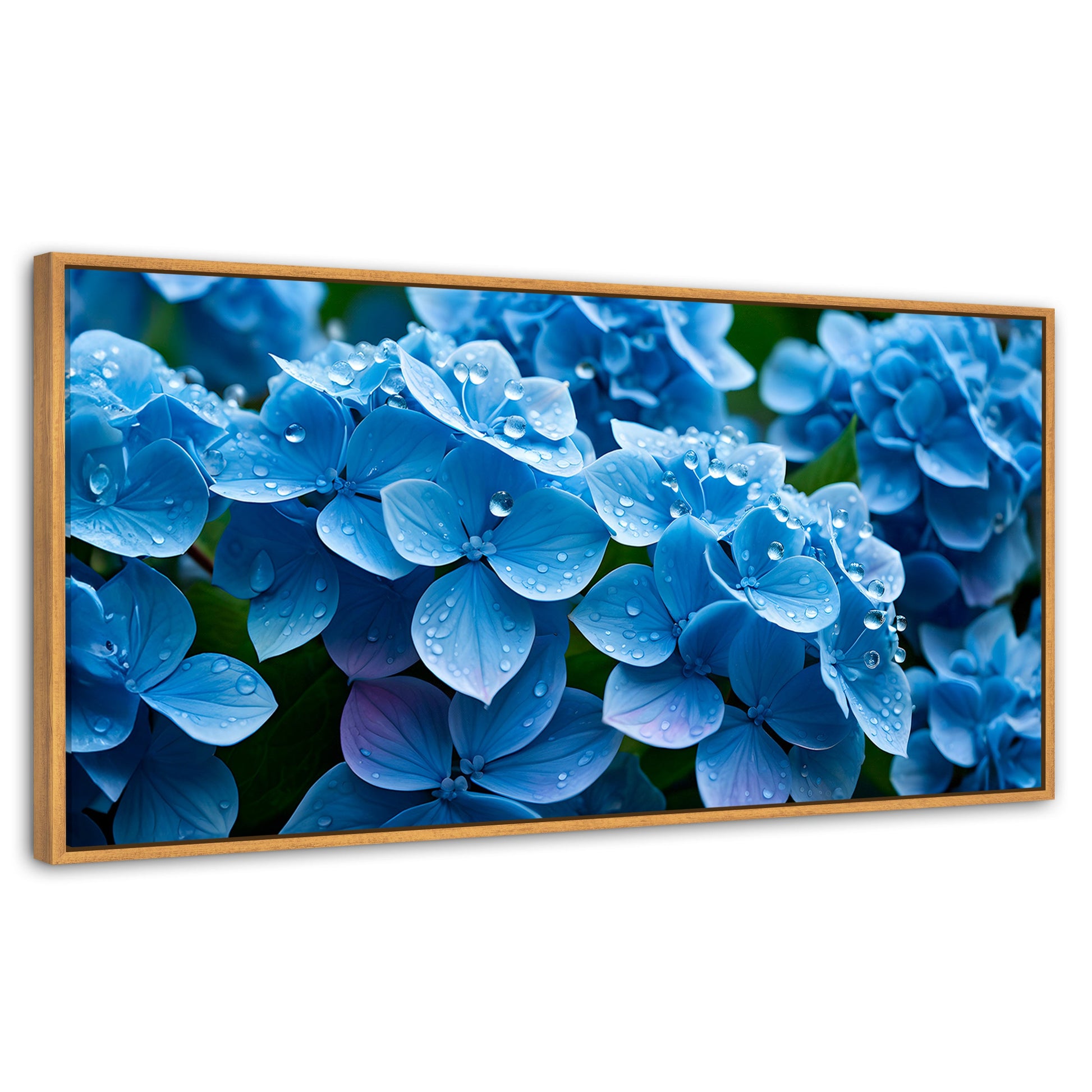 Cuadros Decorativos Canvas Revolution | Hortensia Azulada | Panoramico | Portada | Marco Madera