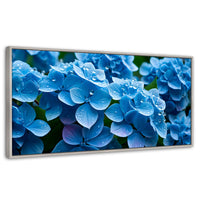 Cuadros Decorativos Canvas Revolution | Hortensia Azulada | Panoramico | Portada | Marco Plateado