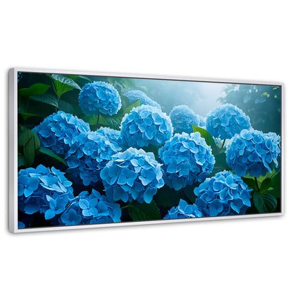 Cuadros Decorativos Canvas Revolution | Hortensias Azules | Panoramico | Portada | Marco Blanco