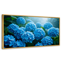 Cuadros Decorativos Canvas Revolution | Hortensias Azules | Panoramico | Portada | Marco Dorado