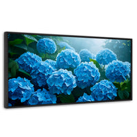 Cuadros Decorativos Canvas Revolution | Hortensias Azules | Panoramico | Portada | Marco Negro