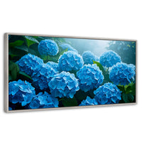 Cuadros Decorativos Canvas Revolution | Hortensias Azules | Panoramico | Portada | Marco Plateado