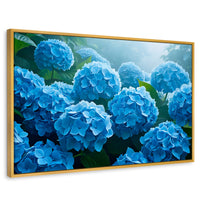Cuadros Decorativos Canvas Revolution | Hortensias Azules | Rectangular | Portada | Marco Dorado