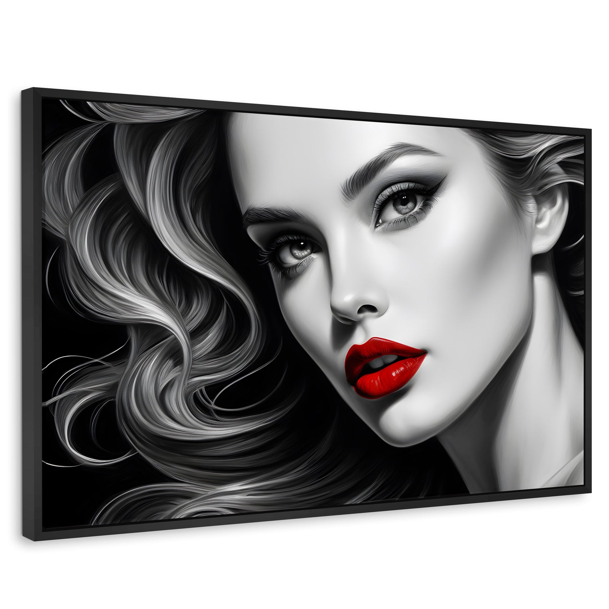 Cuadros Decorativos Canvas Revolution | Labios De Pasion | Rectangular | Portada | Marco Negro