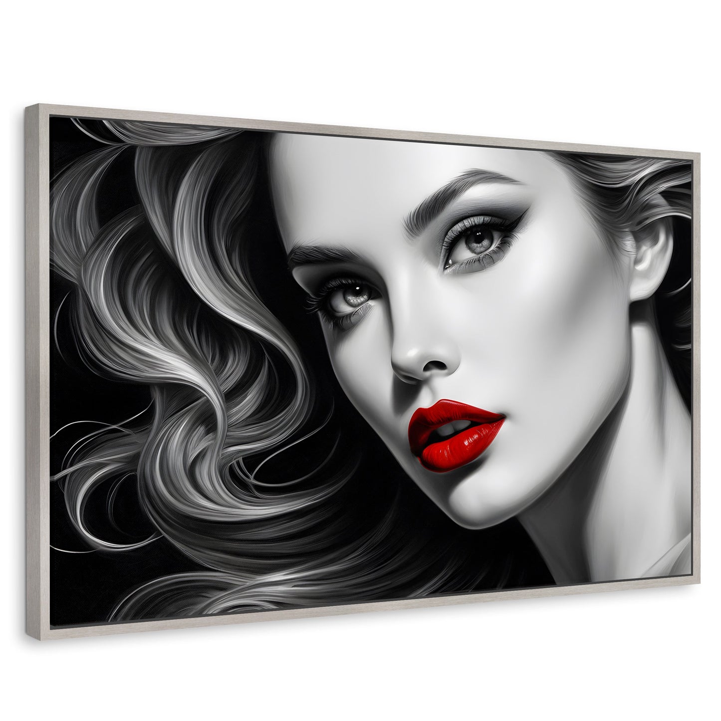 Cuadros Decorativos Canvas Revolution | Labios De Pasion | Rectangular | Portada | Marco Plateado