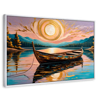 Cuadros Decorativos Canvas Revolution | Lago De Luz Dorada | Rectangular | Portada | Marco Blanco
