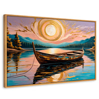 Cuadros Decorativos Canvas Revolution | Lago De Luz Dorada | Rectangular | Portada | Marco Madera
