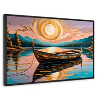 Cuadros Decorativos Canvas Revolution | Lago De Luz Dorada | Rectangular | Portada | Marco Negro