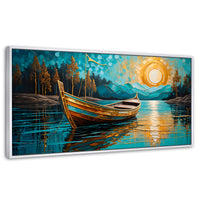 Cuadros Decorativos Canvas Revolution | Lago Dorado Y Balza | Panoramico | Portada | Marco Dorado