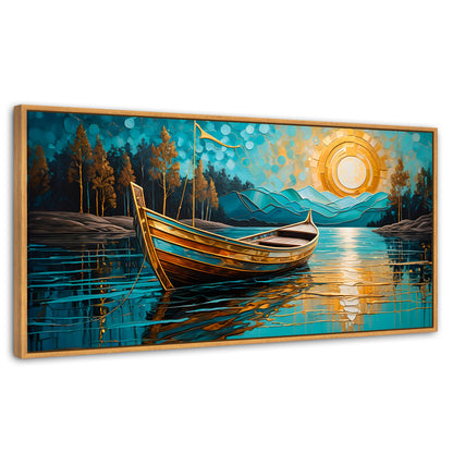 Cuadros Decorativos Canvas Revolution | Lago Dorado Y Balza | Panoramico | Portada | Marco Negro